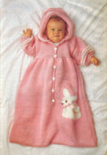 Baby Nest-Cocoon- Sleeping bag, with hood- Intarsia Motif 6Fits 6-9 Months- Instant download- Knitting PATTERN Aran 10 ply Worsted wool