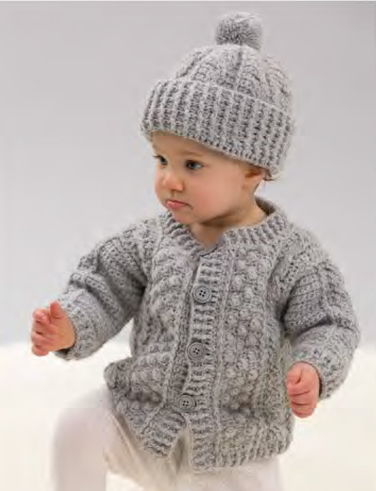Baby Long sleeved Crochet Cardigan pattern and Hat in DK 8 ply Light worsted woo 24~ 27" ( 6-24 mths) Crochet pattern download PDFl