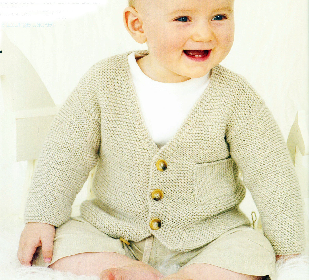 Easy Knit Baby V Neck Garter Stitch Jacket- Cardigan in 4 ply Fingering  wool 16" -22" ~  Knitting pattern pdf instant download