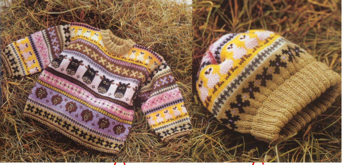 Childs Norwegian -Jumper -Hat -  V neck sleeve less top Knitting Pattern,3-36 Mths ,Instant Download PDF- see images for further information
