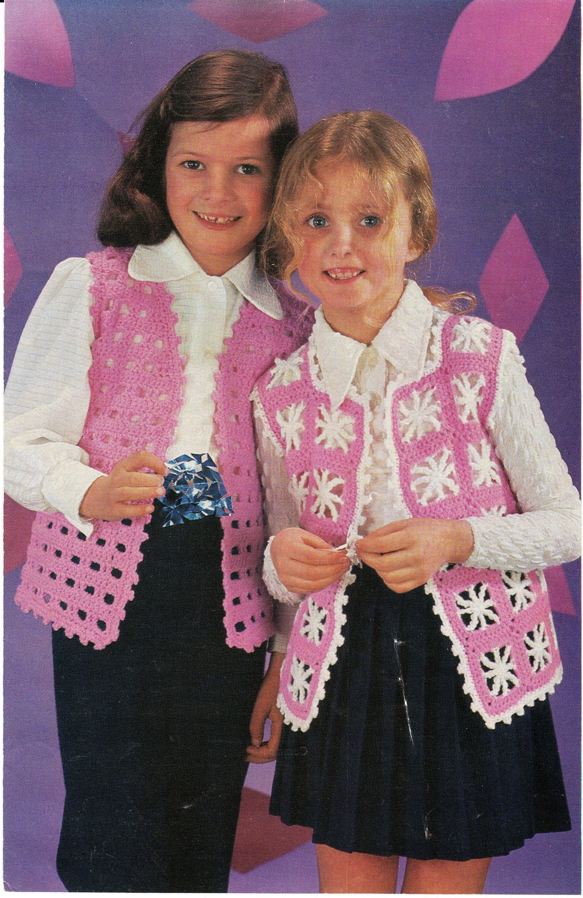 Girls Crochet-Waistcoats- plain or Granny squares DK- 8 Ply- Light Worsted  wool- 22- 35"  Crochet Pattern- Download PDF