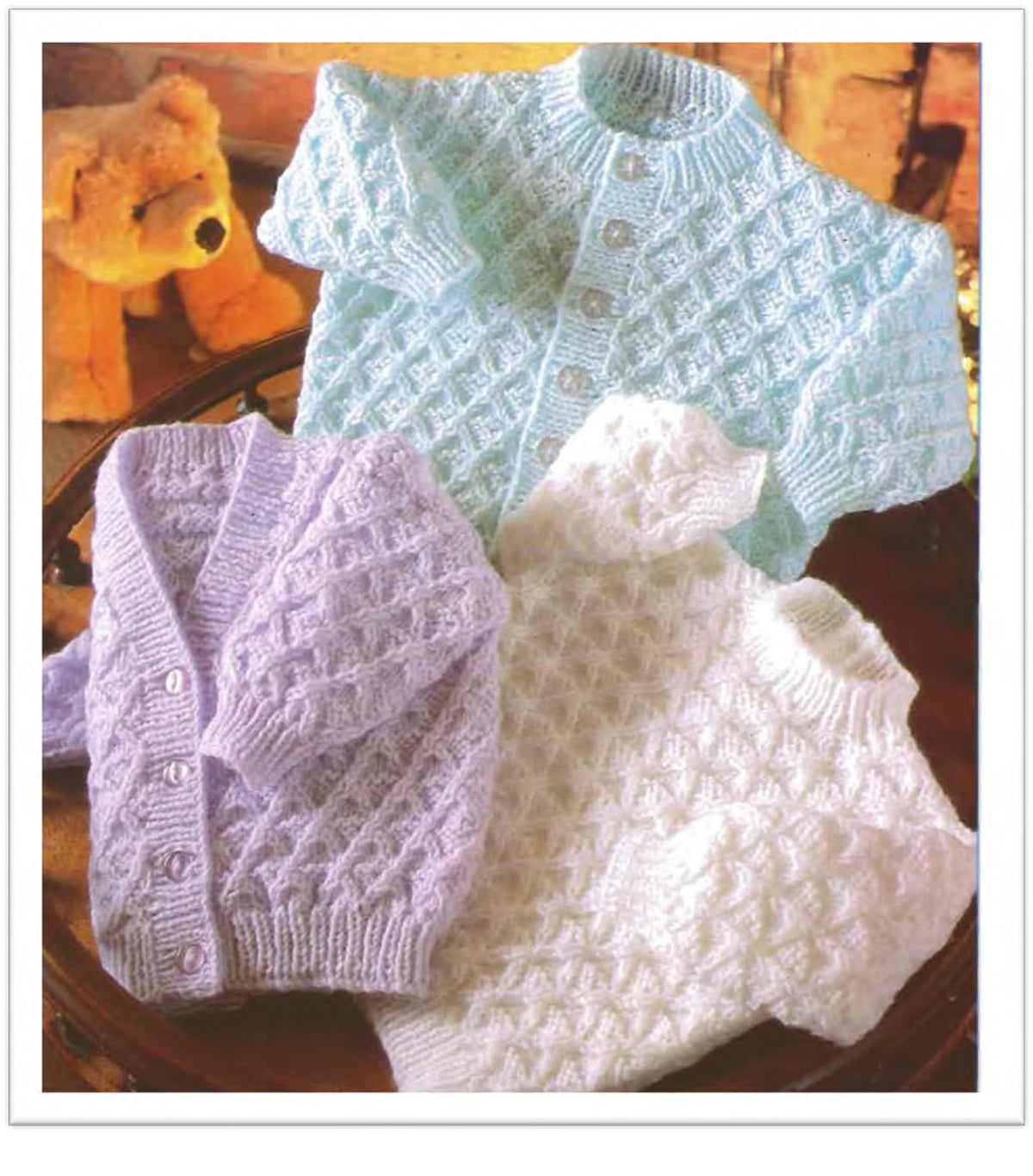 Baby Textured Cardigans & Jumper v neck round neck - DK ( 8 ply ) Light worsted wool 16 - 22" Instant Download Knitting pattern
