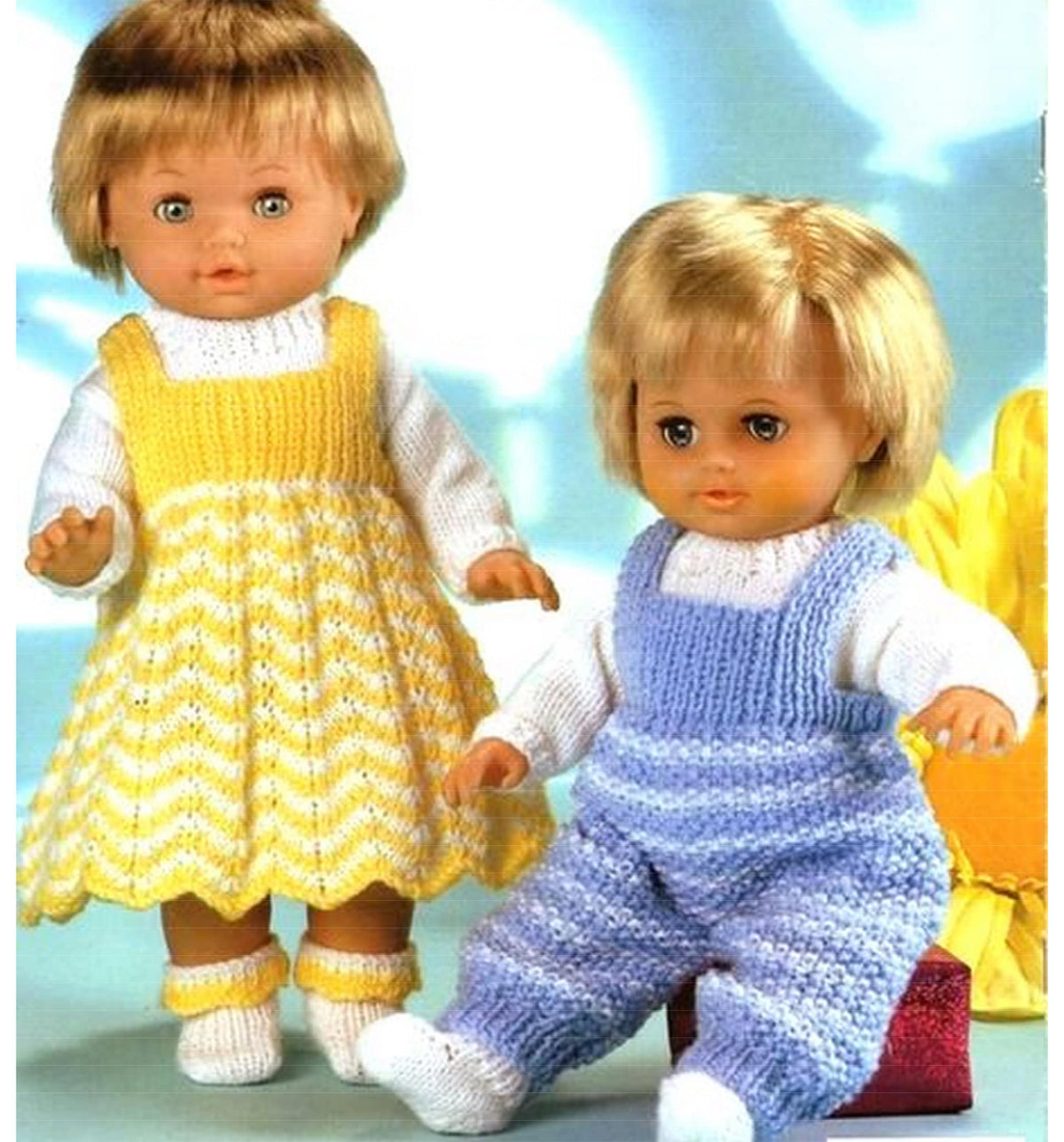 Baby Dolls Pinafore Dungarees Sweater Socks Boy & Girl Dolls Dolls Clothes 12-22 inch ~DK 8 Ply Light Worsted Knitting Pattern PDF download