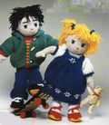 Rag dolls With Clothes & Skateboard to knit 15" Tall  DK 8 ply Light Worsted wool Knitting Pattern PDF Download Boy girls Dolls