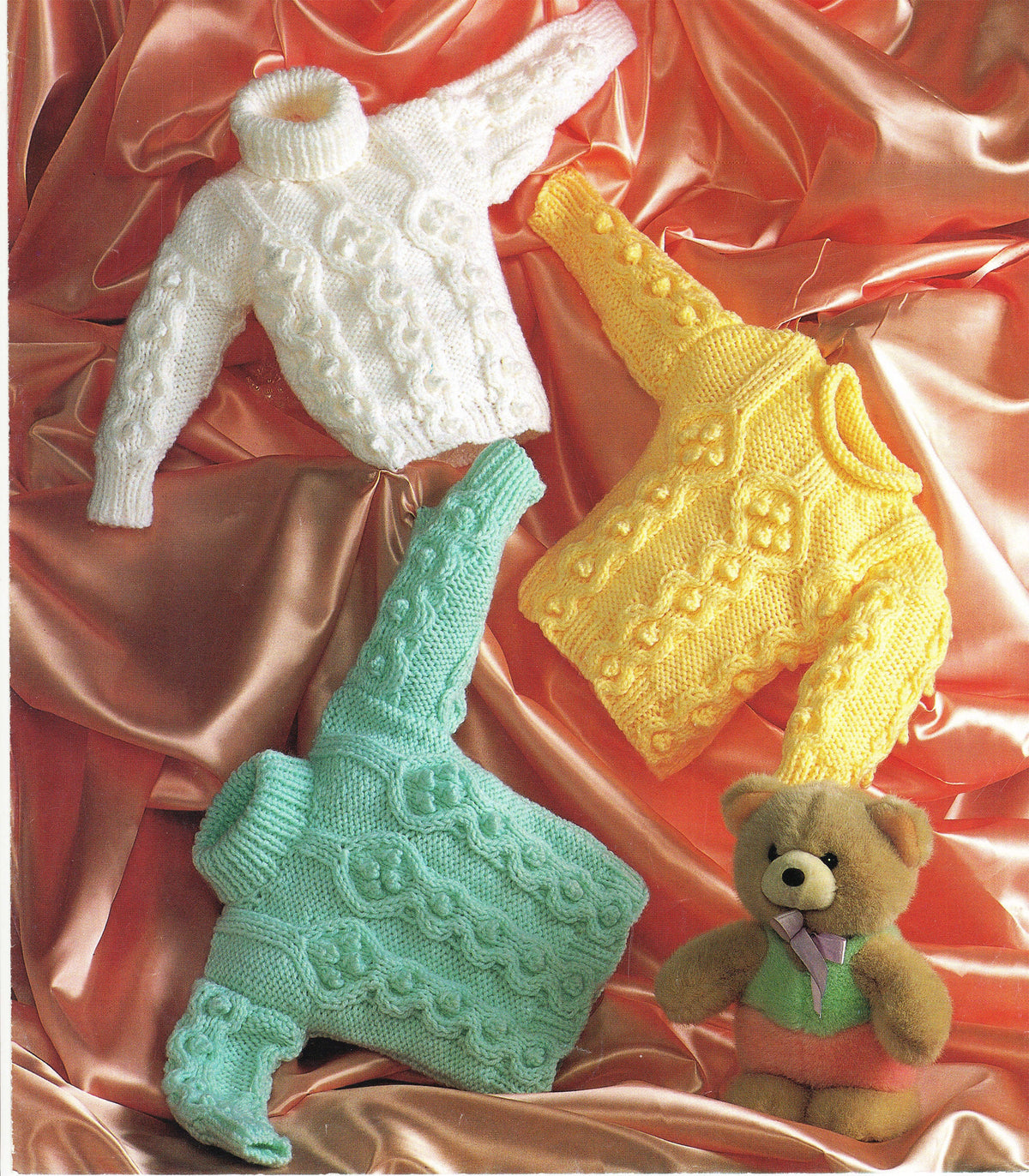Cable Bobble Jumpers Roll Neck polo neck high neck Childrens Toddlers  18-28" ~Chunky Bulky 12 ply wool Knitting Pattern pdf Download