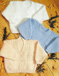 Baby Easy cable Cardigans- V neck round neck plus Jumper- DK ( 8 ply ) Light worsted Premature 12 - 24" Instant Download Knitting pattern