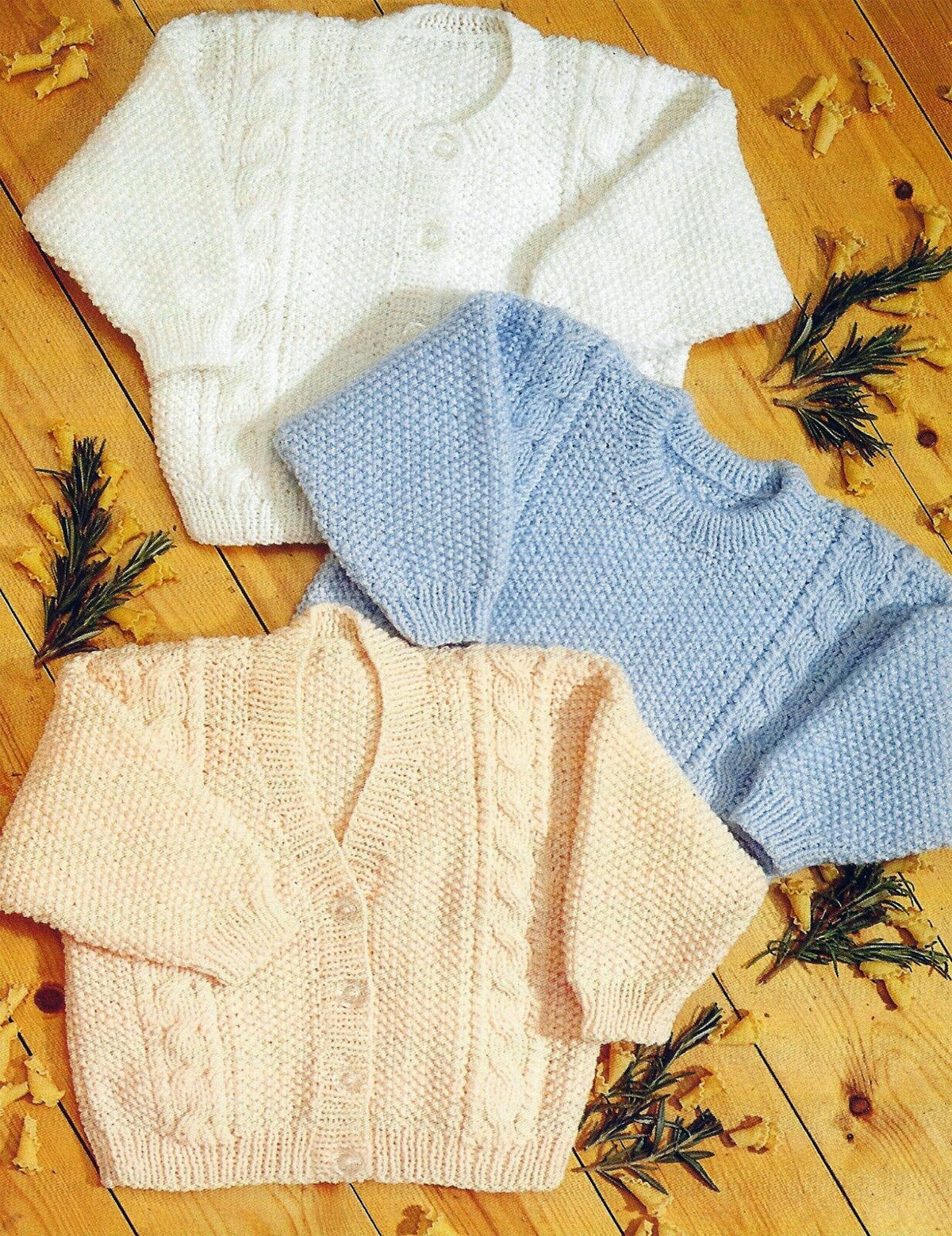Baby Easy cable Cardigans- V neck round neck plus Jumper- DK ( 8 ply ) Light worsted Premature 12 - 24" Instant Download Knitting pattern