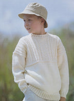 Childrens Guernsey Style round neck Sweater-DK 8 ply Light worsted wool  22-32" ( 1 - 12 Years)  Boy Girl knitting pattern download PDF