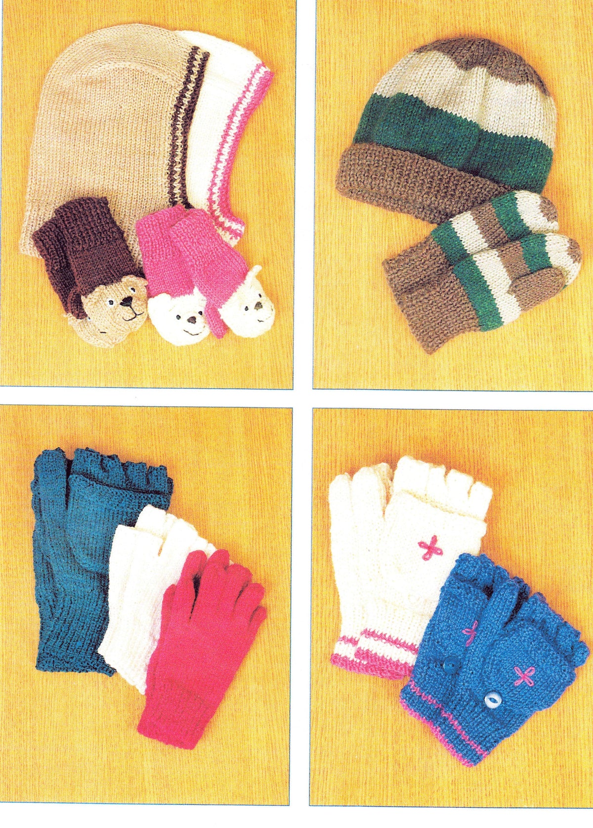 Hat Balaclava fingerless gloves & mitts for the whole family- Toddler size to adult- DK 8 Ply Light Worsted wool, Knitting Pattern Download