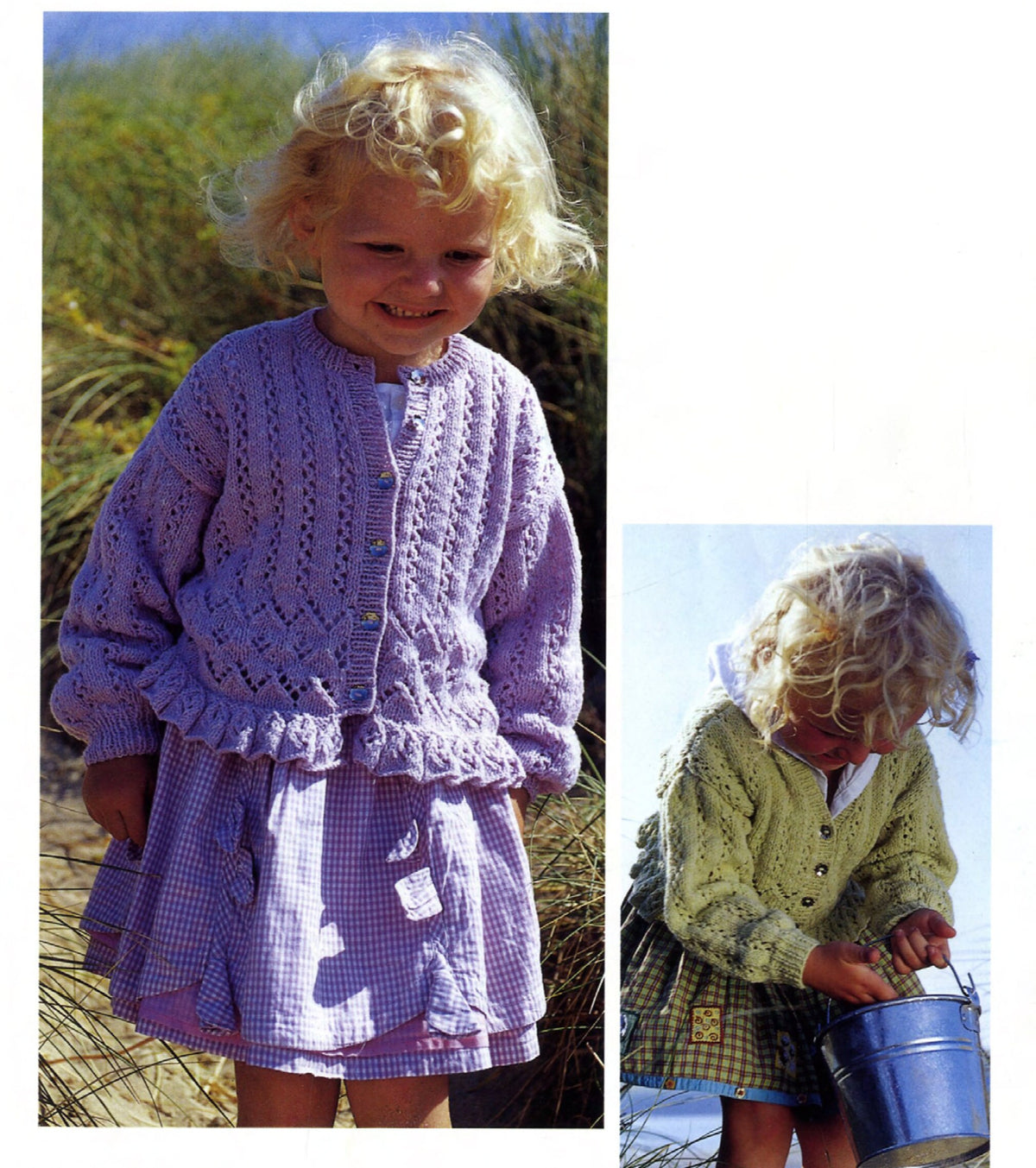 Girl's Frilled Frilled Hem Eyelet lace cardigan Round V Neck 8ply DK Light Worsted - chest 22-32" (1 - 12 Yrs) Knitting pattern download PDF