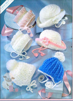Baby Crochet Hat, 6 hats to crochet in Aran 10 ply or DK 8 ply- Premature sizes up to 12 Months, crochet pattern download PDF