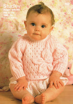 Girl's Lacy Crew Neck sweater with Flower design Knitting Pattern - DK ( 8 ply ) Light Worsted 16- 22" Instant Download Knitting pattern PDF