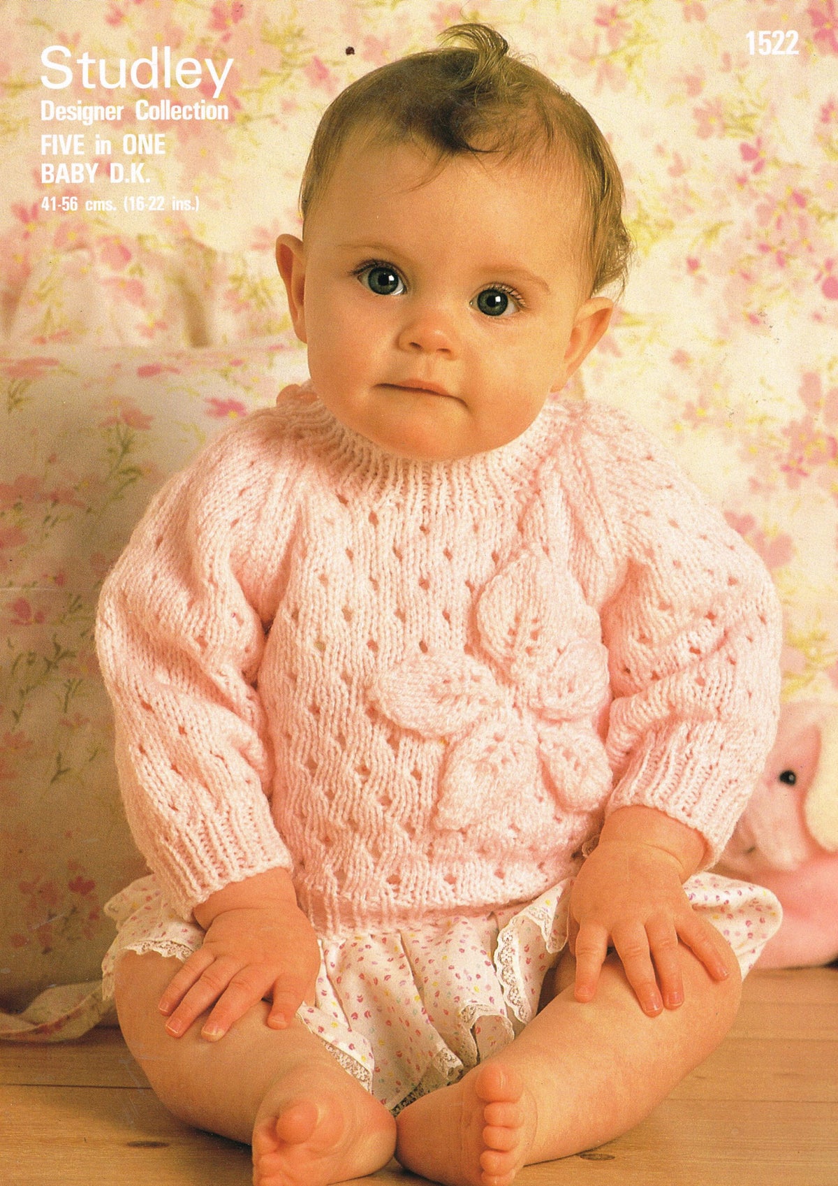Girl's Lacy Crew Neck sweater with Flower design Knitting Pattern - DK ( 8 ply ) Light Worsted 16- 22" Instant Download Knitting pattern PDF