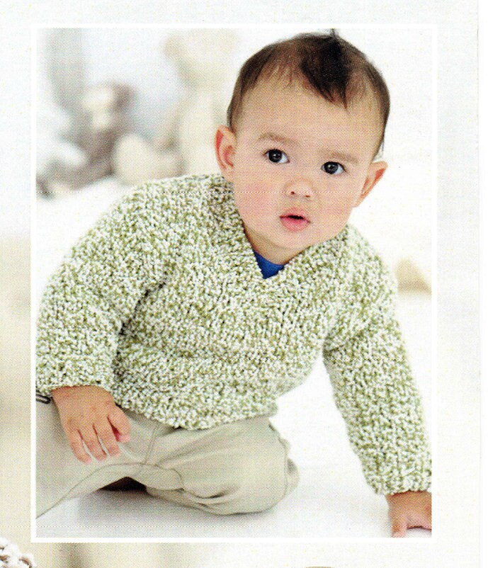 Boys Girls Easy V neck Sweater & Tank Top Slipover Knitting Pattern Chunky Bulky wool 12ply Birth- 7 yrs (16" - 26") pdf Instant Download