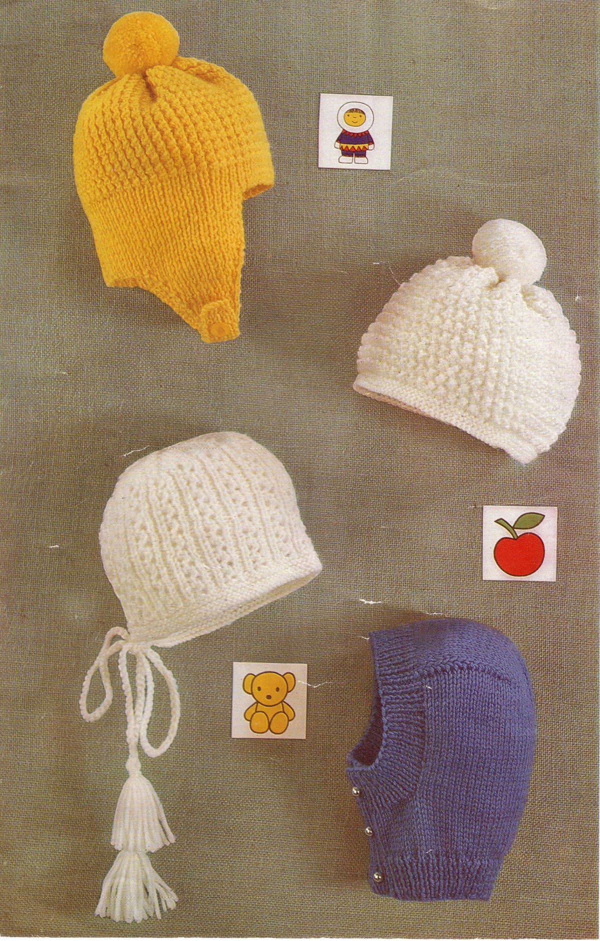 Baby Hats-Balaclava 4styles- Easy Knit - Boys girls 1-4 years Knitting Pattern, Instant Download PDF DK 8 PLy Light worsted wool