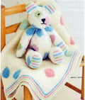 Spotty the Bear Teddy Toy & Blanket to Knit in DK 8 Ply Light worsted wool Bear 13" blanket 20 x 26" Knitting Pattern Download PDF Has Chart