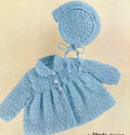 Baby Girl Crochet Cardigan - Jacket with collar & bonnet 4Ply fingering wool- 18" ~ 22"  Vintage Crochet Pattern Download PDF vintage