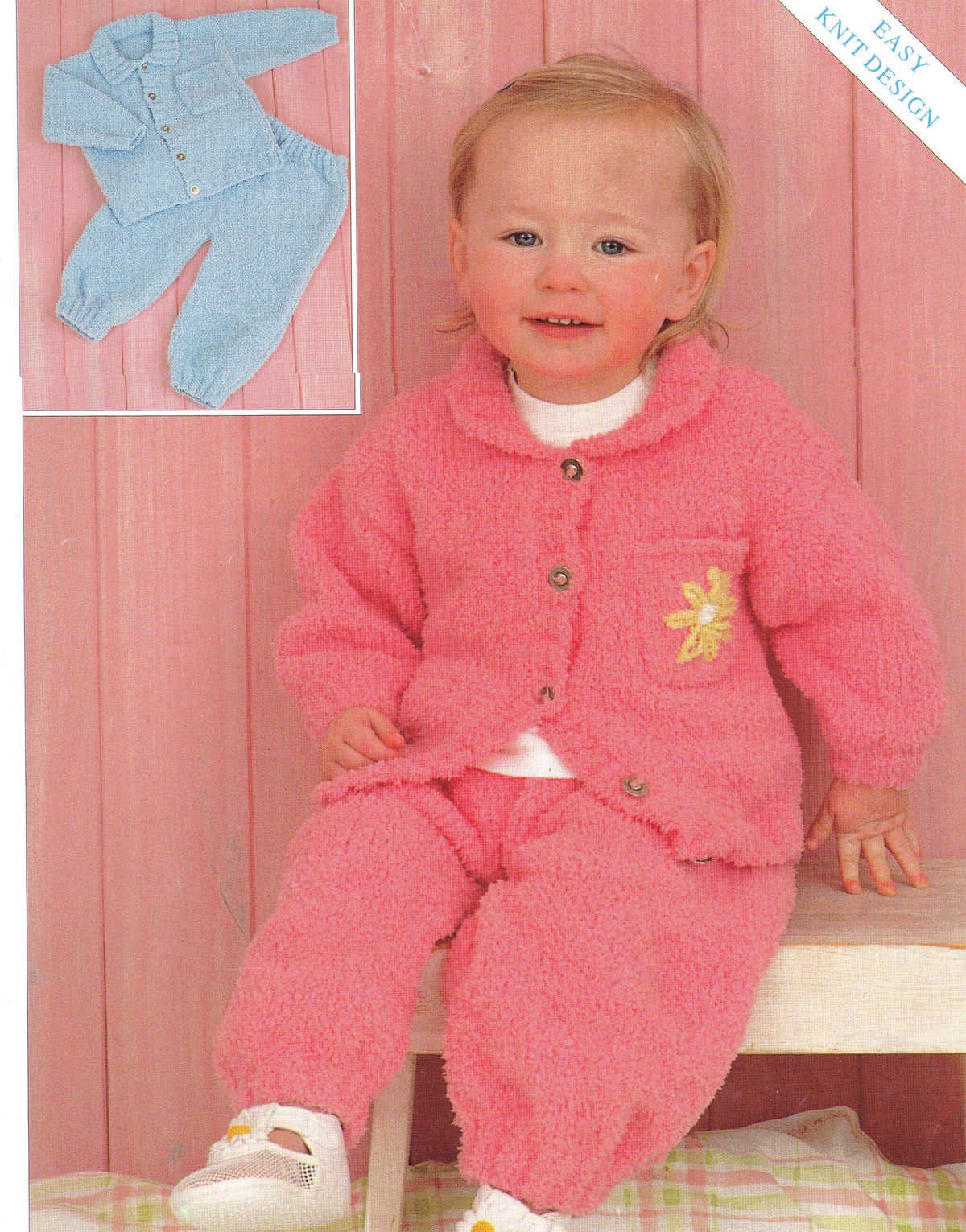 Easy Baby Cardigan with pocket & Pants in Snowflake DK 8 ply Light worsted yarn- 14-20 Chest, small baby knitting pattern Download PDF