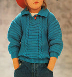 Child's sweater ~Jumper- with collar - Moss Stitch & Cable-Chest 24 - 30 Ins