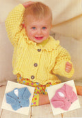 Child's V neck- Round Neck & Shawl Neck, jacket, cardigan- frilled edge -cable Knitting Pattern -DK (8PLY) Instant Download-16-26" chest