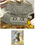 Penguin Baby Childrens Sweater & Hat with Backpack- Toy 20" ~ 30" -1/11 yrs DK 8 Ply Light Worsted Knitting Pattern PDF Instant download