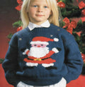 Childs Santa Claus Motif Round Neck Christmas Xmas Sweater Boys Girls 22-30" ~ DK 8 Ply Light Worsted Knitting Pattern pdf Instant Download
