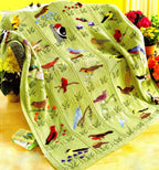 Beautiful Bird Throw Blanket Afghan 54" x 62" ~30 birds in Duplicate Stitch Leaf Design ~ Knitting Pattern PDF Instant download