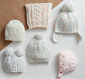 Childrens Hats 6 Styles to Knit ages Birth-7 Years- Aran 10 Ply wool- Bonnet, pull on helmet & Bobble hats Knitting Pattern Download PDF