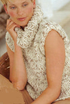 Easy Womens Round Neck Sleeveless Sweater Polo Neck top Chunky sweater Hat & Scarf 30"-40" Super Chunky 14 Ply Knitting Pattern