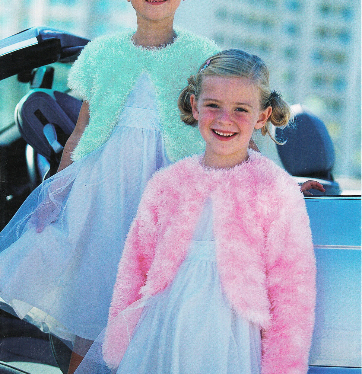 Easy Bolero Cardigan Knitting Pattern, Funky Fur Yarn, Kids Sizes (2-11 Yrs) (PDF Download)