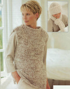 Easy Womens Round Neck Sleeveless Sweater Polo Neck top Chunky sweater Hat & Scarf 30"-40" Super Chunky 14 Ply Knitting Pattern