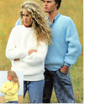 Easy Fishermans Rib Round & V Neck Textured His'n'Hers Sweater Raglan Sleeve 28" - 46" DK 8 Ply Light Worsted Knitting Pattern PDF Download