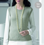 Very Easy Beginner Woman's Scoop Neck Slipover Sweater Vest-Top Jumper Pullover 32"-44" DK 8 Ply Light Worsted Knitting Pattern PDF Download