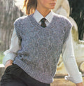 womans  V Neck Top - Cable design front Cap Sleeves Jumper Slipover 32"-40" Chunky Wool Knitting Pattern PDF instant download sweater vest