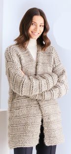 Woman's Cosy Long Textured Coat Jacket Drop Sleeve 32" 54" ~ Super Bulky Easy Knitting Pattern PDF Instant download