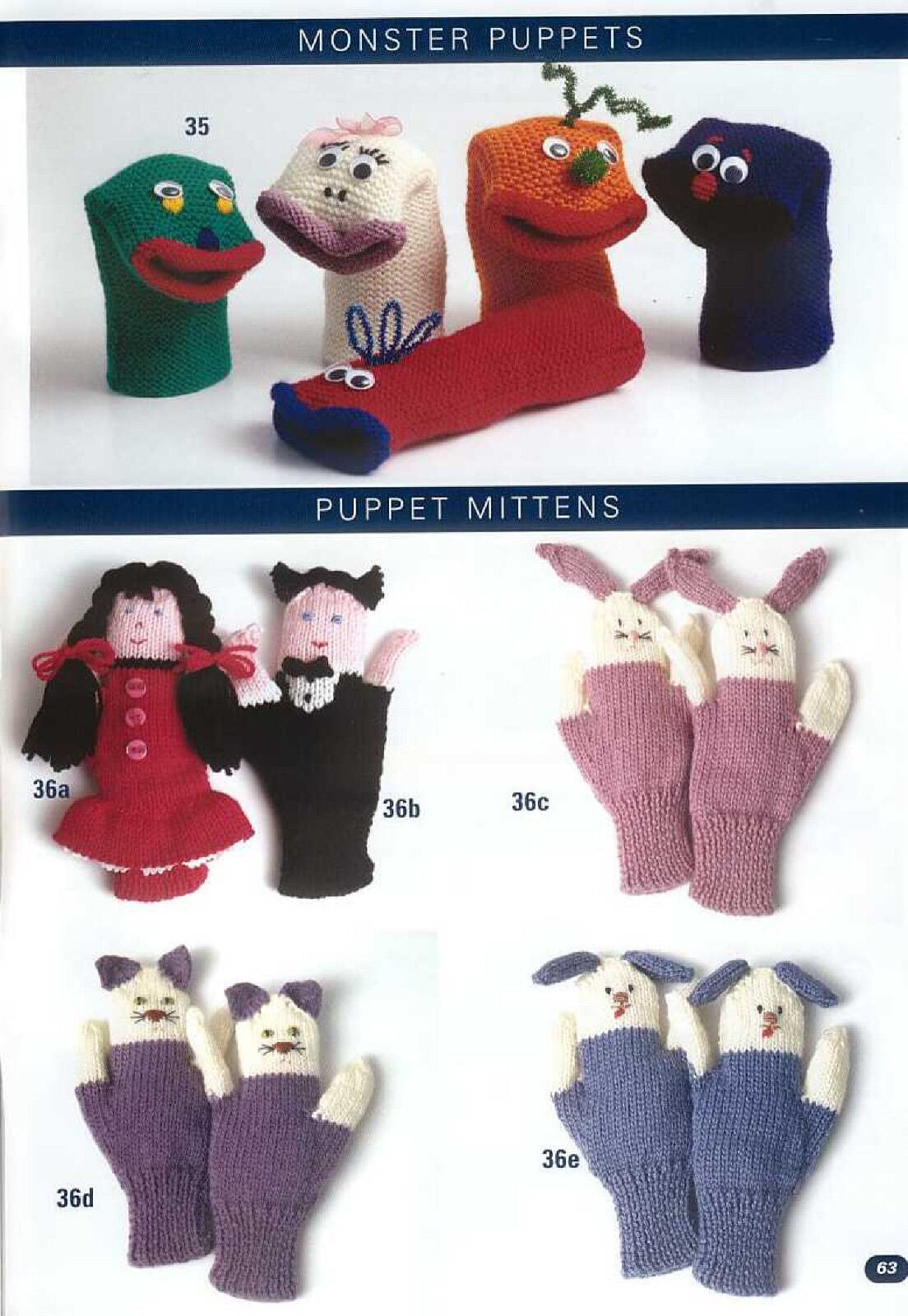 Childs Novelty Monster Puppets & Puppet Mitts Gloves to knit- cute- different- DK 8 ply Knitting Pattern- PDF Instant Download