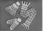 Vintage Woman's Fringed Scarf Gloves & Mittens Fair Isle  Sanquhar style knitting pattern 4 ply wool- Download PDF