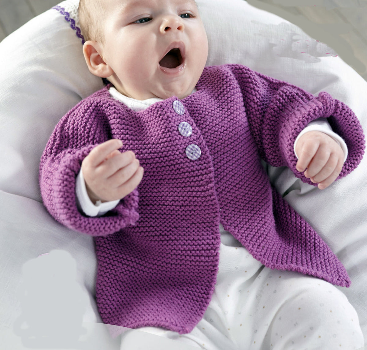 Beginner Baby Cardigan Knitting Pattern – Garter Stitch, DK Yarn (PDF Download)