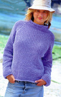 Easy Quick Knit Beginner Stocking Stitch Sweater Raglan Roll Neck ~ Chenille Super Chunky Wool ~32" -42 " Knitting Pattern PDF download