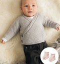 Baby Wrapover Cardigan Jacket Ballet Top Kimono & Socks ~ 0 - 6 months - DK 8 Ply PDF Instant download Knitting Pattern