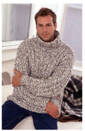 Man's Quick Easy Ribbed Polo Neck Sweater-Jumper- Super chunky Super Bulky wool- Fits 36-46 Ins- Knitting Pattern Instant Download