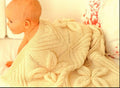 Leaf Pattern Baby Blanket Knit in Squares Pram- cot cover -Aran 10 Ply Worsted & DK 8 Ply Light Worsted Knitting Pattern PDF Download