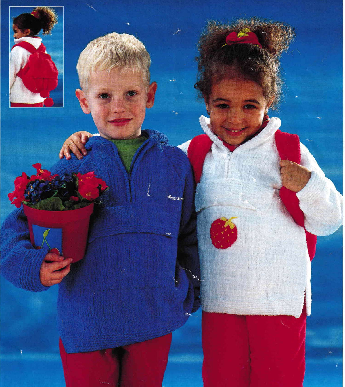 Childrens Chenille Rucksack and Raglan sweater - & Hooded sweater- Large front pocket  18-26 Knitting Pattern PDF Download (6m - 7yrs)