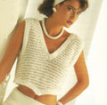 Womens V Neck Chunky Top- sleeveless Vest- Cropped top, V front Summer top  30"-40"  Chunky- Bulky Wool- Knitting Pattern PDF download