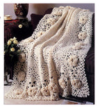 Vintage Crochet Pattern Pretty Rose Heirloom Square Afghan Blanket PDF Instant Digital Download Worsted weight wool