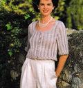 Ladies Summer short sleeved cardigan- Top ~ Eyelet Lace scalloped  edge- 32" - 40 " DK 8 Ply Knitting Pattern PDF Instant Download