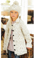 Girls Long  Aran Jacket - Cardigan Knitting pattern- Plus Short Cardigan