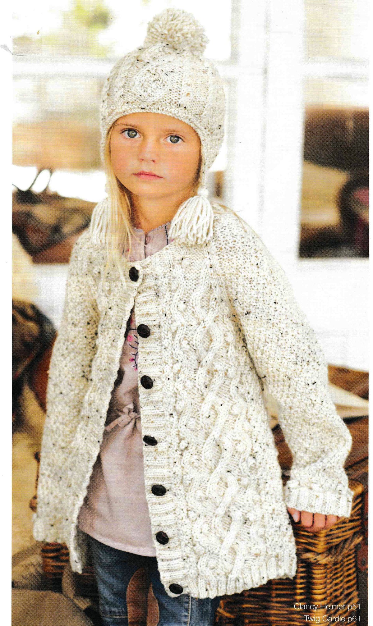 Girls Long  Aran Jacket - Cardigan Knitting pattern- Plus Short Cardigan