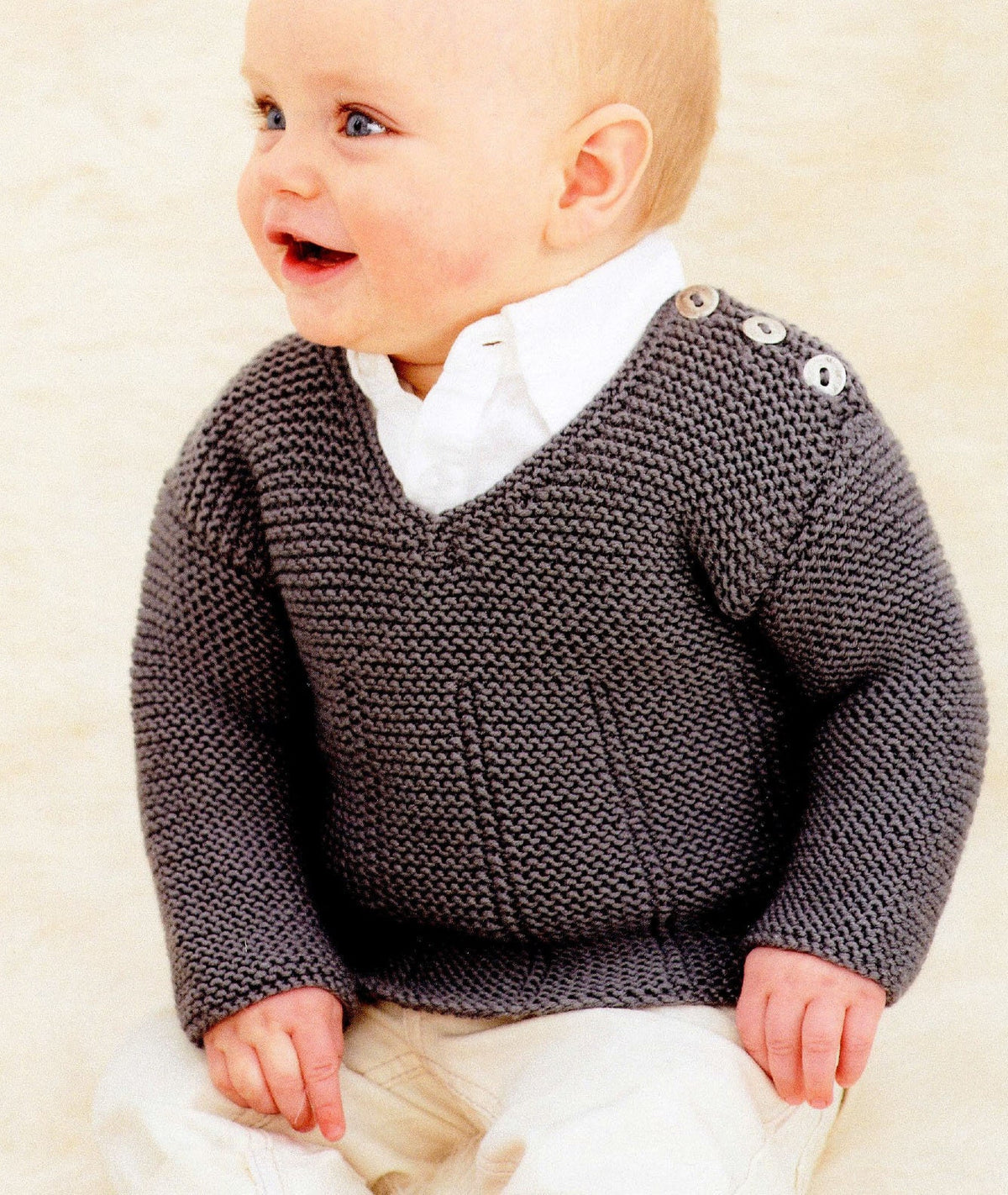 Baby Boy's Gansey style V neck sweater- Round Neck & Blanket, 0-6, 6-12M, 1-2y, 2-3y DK 8 PLy Knitting Pattern Download PDF
