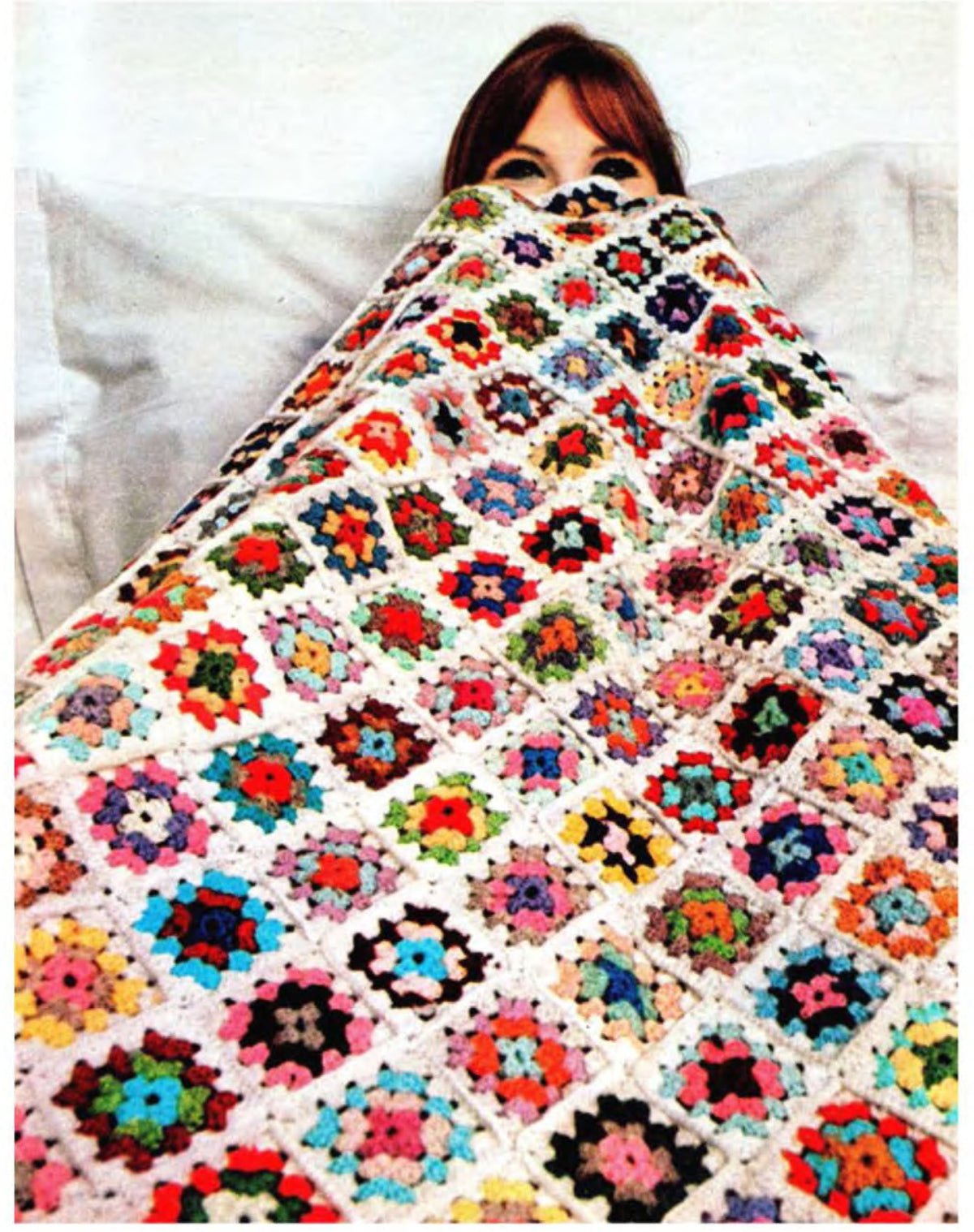 Granny Squares Crochet Blanket Afghan- 4 Ply Fingering wool- size 54 x 66"- Crochet Pattern Download PDF